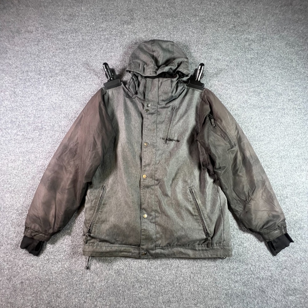 Iceburg Ski Snowboard Jacket Mens Large Charcoal Gray Full Zip Hooded Insulated